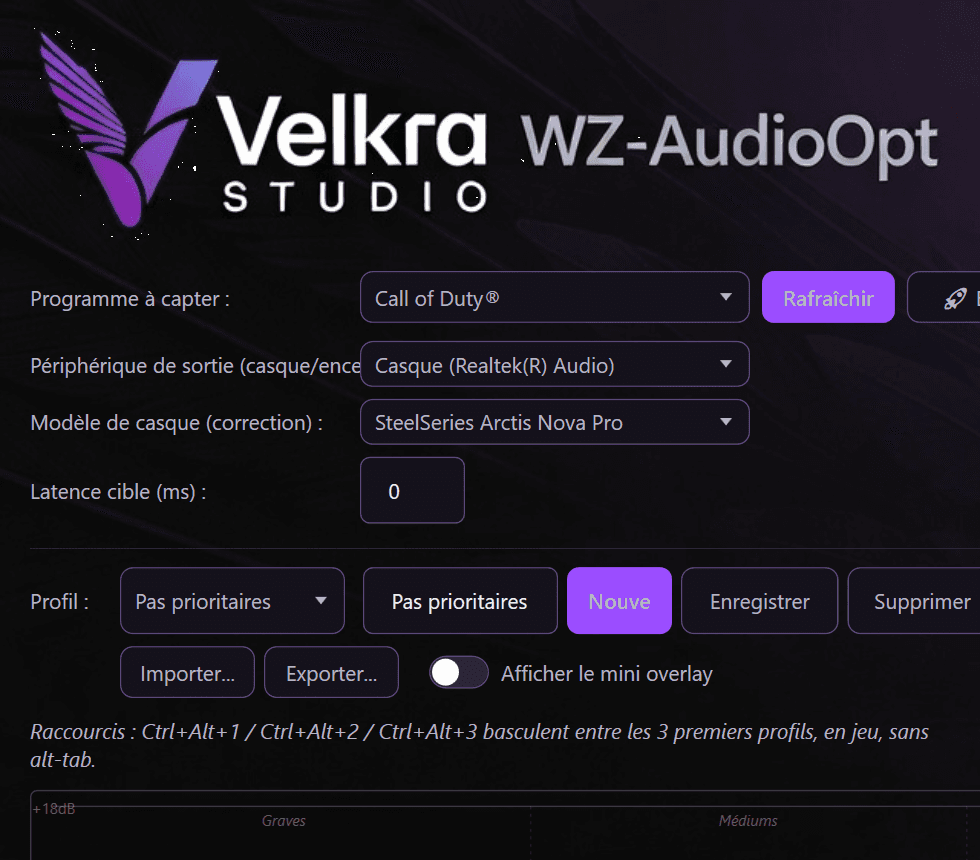 Fenêtre principale de WZ-AudioOpt